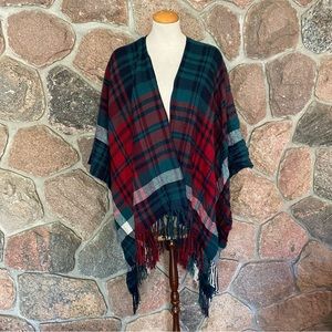Cozy plaid fringed wrap